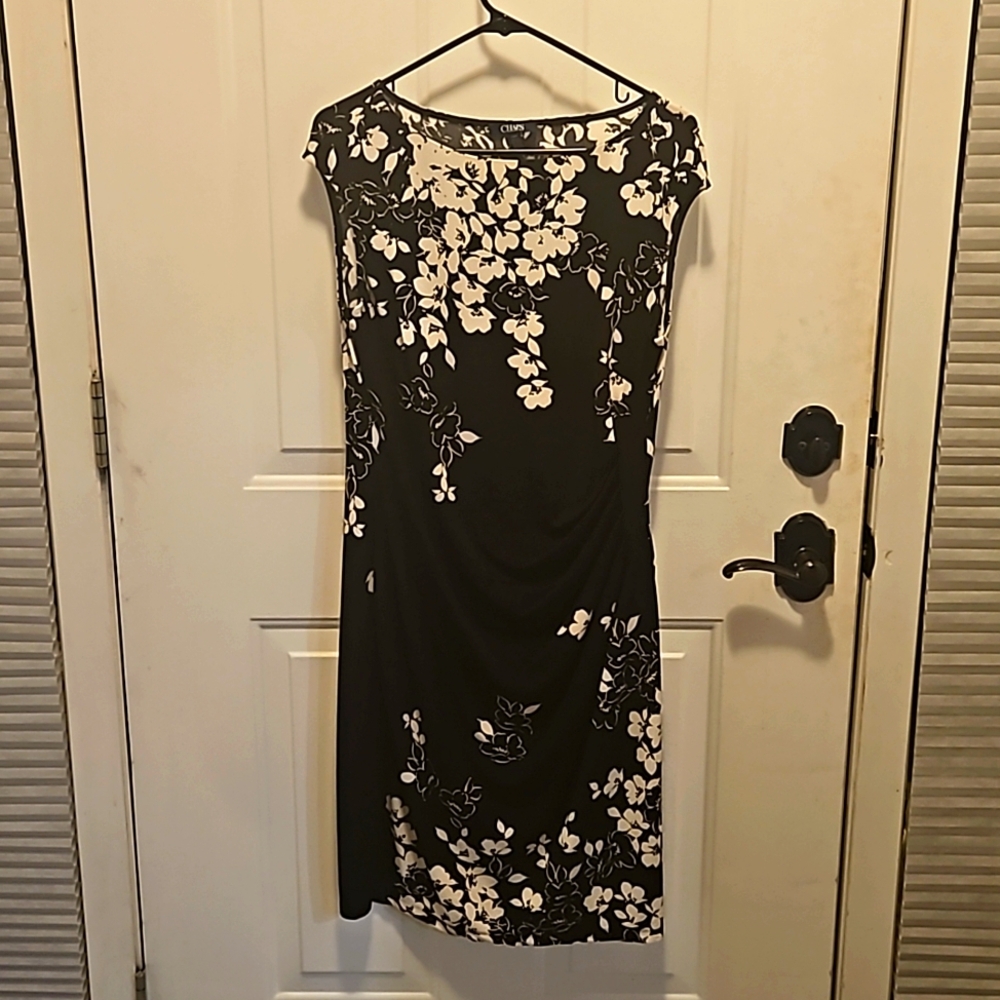 Chaps women's black and white dress